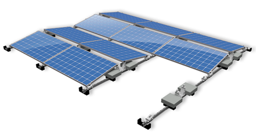 Construction for photovoltaics on a flat roof - orientation to the east and west.