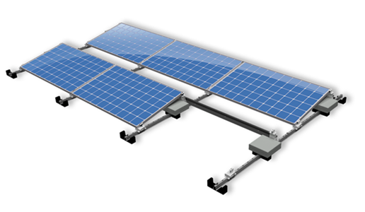 Construction for photovoltaics on a flat roof - south orientation.